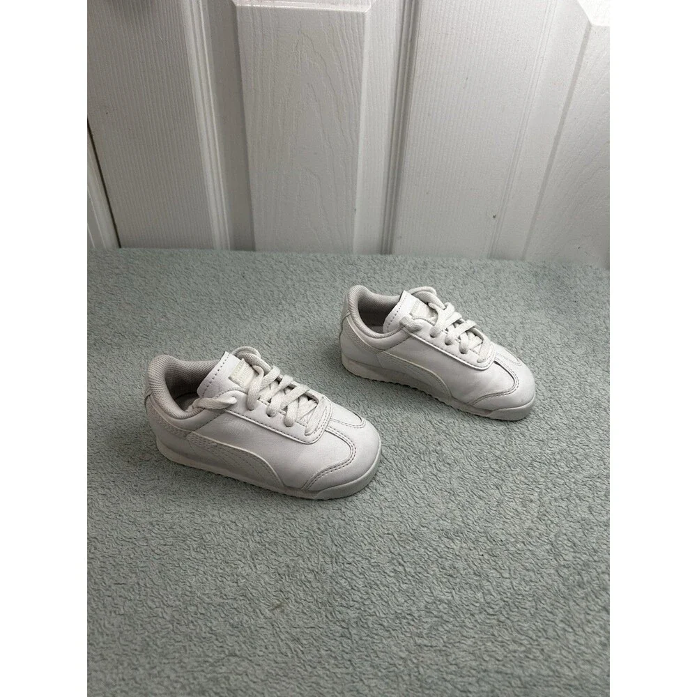 Puma Roma Basic Toddler Kids White Sneakers Size 7C Lace-Up Athletic Shoes